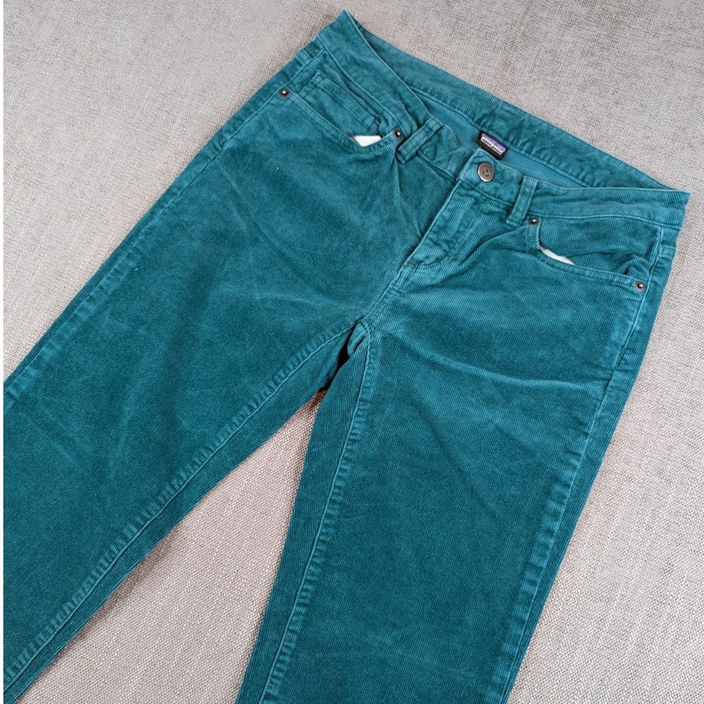Patagonia Pants Womens 27 Teal Green Corduroy Organic Cotton Straight Gorpcore